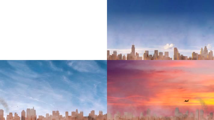 城市剪影4种变化视频素材