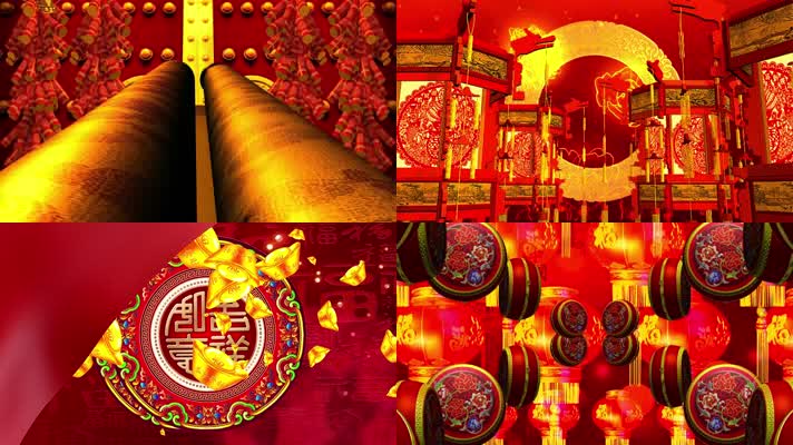 LED唯美喜庆开门红配乐成品舞台背景