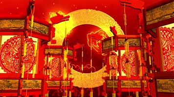 LED唯美喜庆开门红配乐成品舞台背景