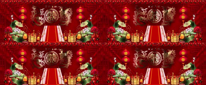 豪华大气中式婚庆舞台背景素材