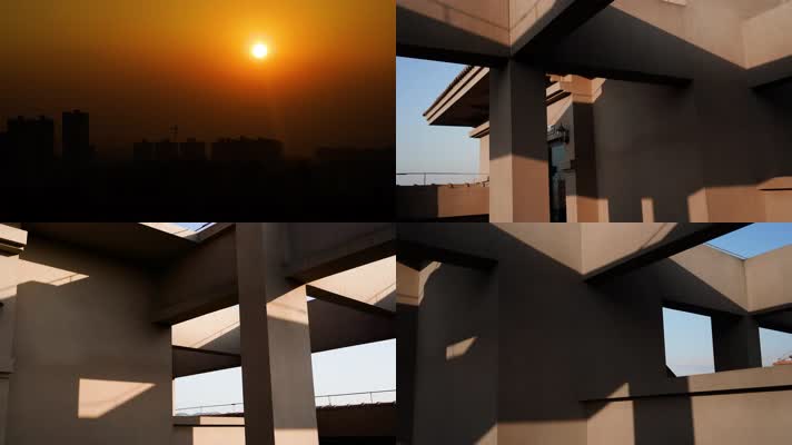 唯美光影延时时间流逝建筑光影太阳落山夕阳