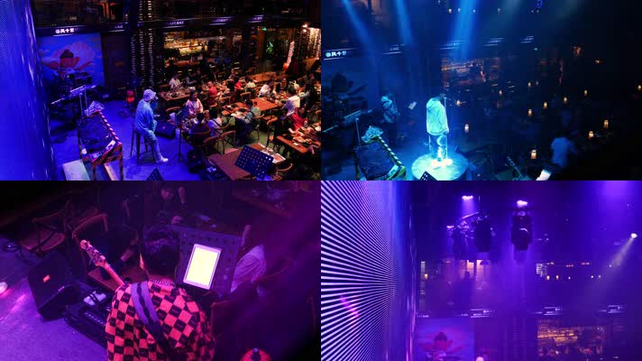 音乐餐吧酒吧驻唱歌手唱歌4k视频素材