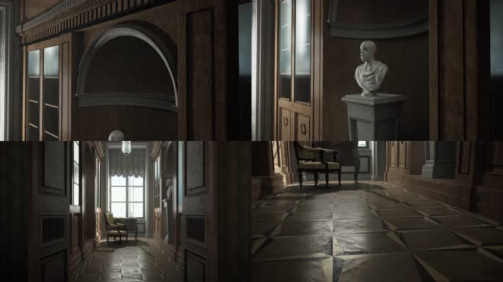 三维动画欧式古典风格书房