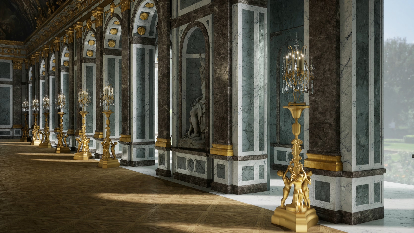 三维动画欧洲富丽堂皇宫殿皇宫