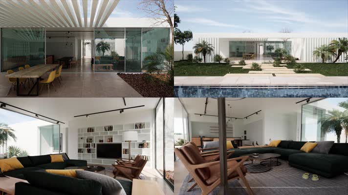 三维动画现代别墅家居室内外装饰