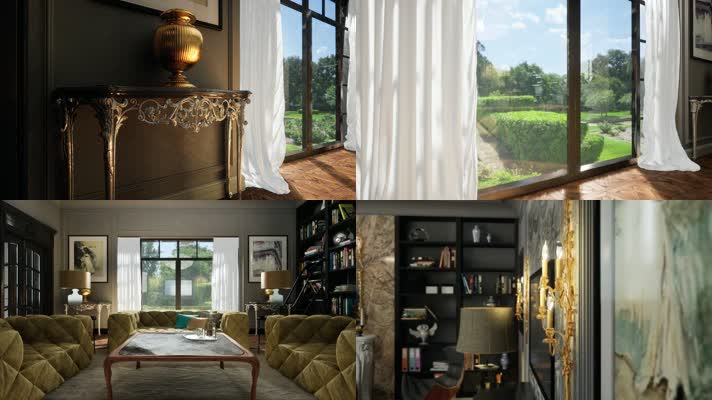 三维动画欧式风格家居内饰客厅场景1