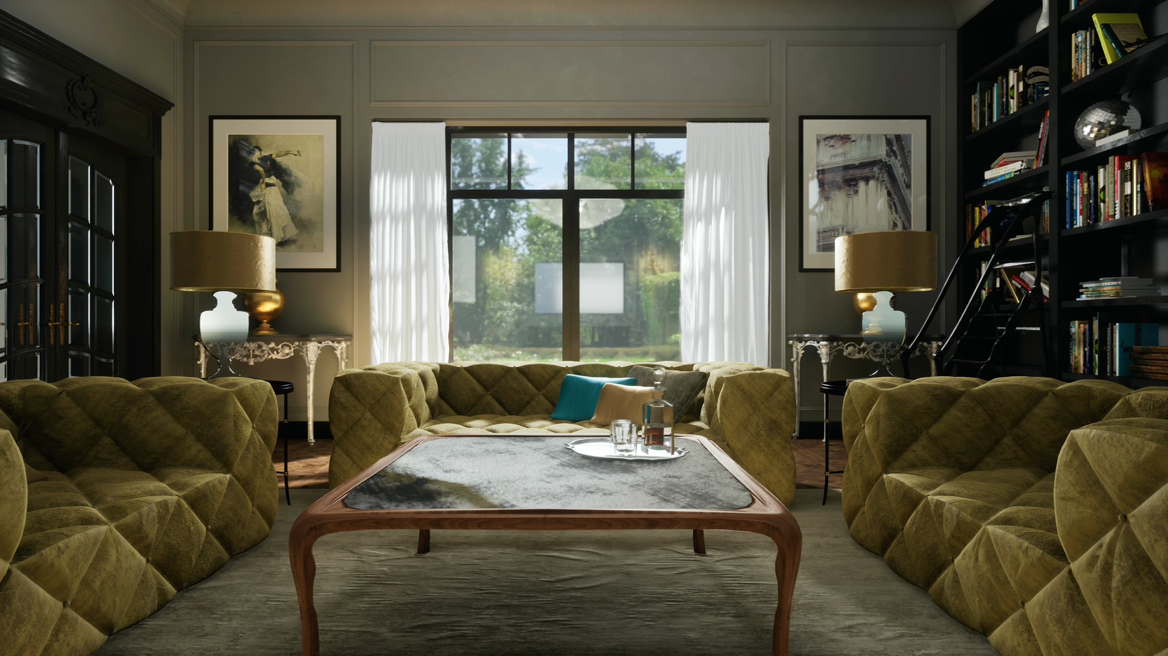 三维动画欧式风格家居内饰客厅场景1