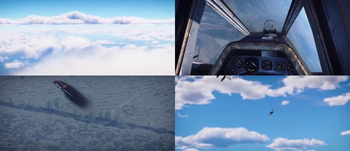 二战空战，螺旋桨战机，空中机枪射击