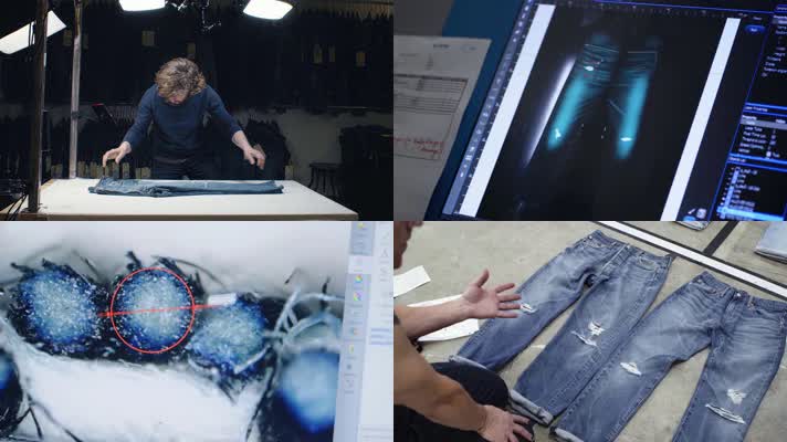 牛仔裤设计师，设计制作激光做旧