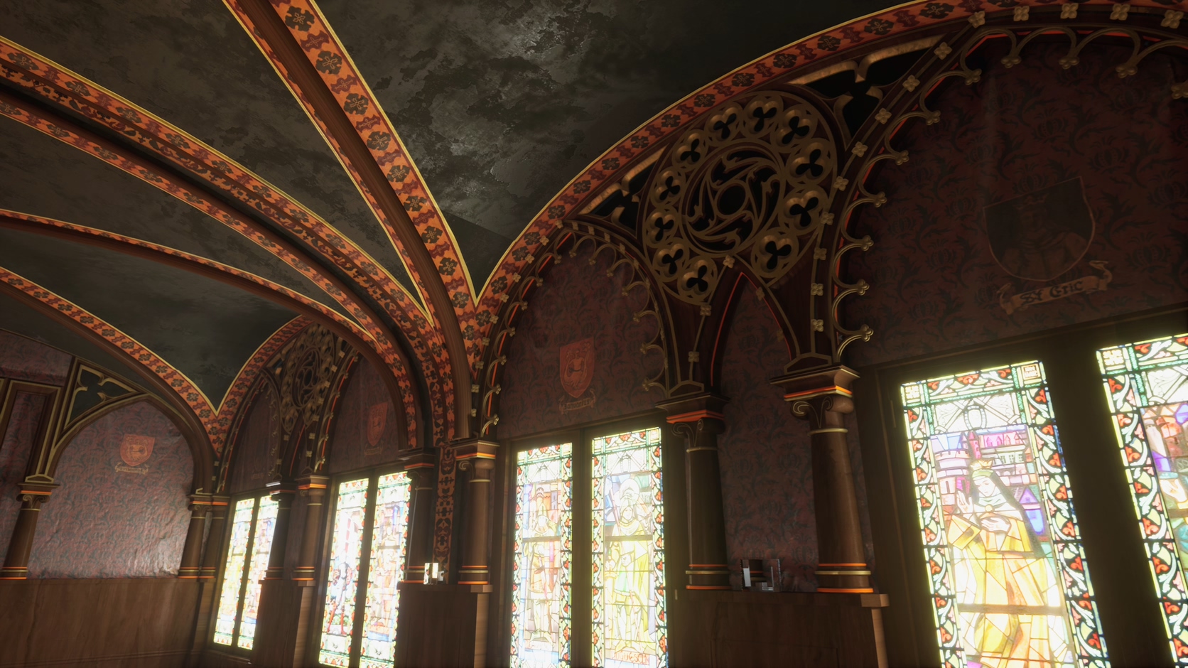 三维动画欧式古典复古餐厅