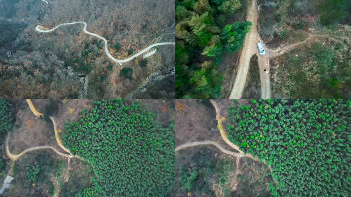 航拍大别山腹地马丁公路自然风光