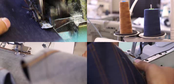 牛仔裤加工厂，裁缝缝纫机制作牛仔裤