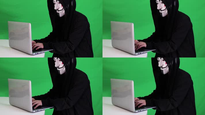 黑客入侵计算机网络系统绿幕抠图素材