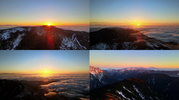 壮丽雪山山川日出日照金山云海翻腾 壮丽雪山山川日出日照金山云海翻腾