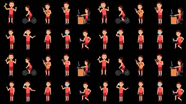 MG动画运动男大学生跑步说话动作