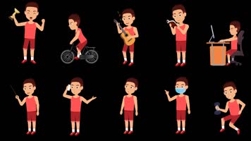 MG动画运动男大学生跑步说话动作