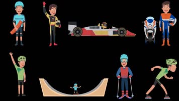 MG动画人物运动员赛车奥运会竞技项目