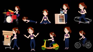 MG动画运动女生音乐跑步工作旅游大学生