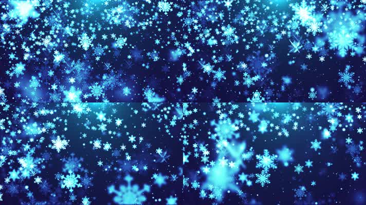 冬天圣诞节蓝色雪花飘落