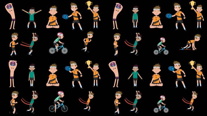 MG动画人物运动员竞技项目奥运会骑车跳水冠