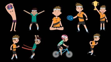 MG动画人物运动员竞技项目奥运会骑车跳水冠