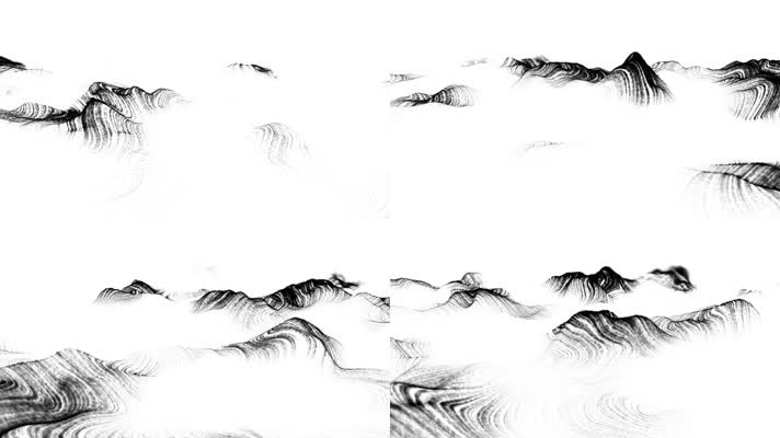 三维水墨笔刷线条山_稀疏版