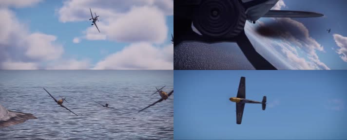 战争动画，战机空战，击落战机