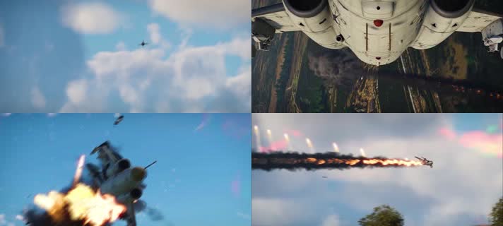 战争动画，战机空战，击落战机