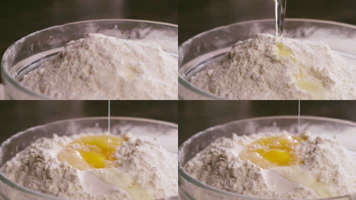 在碗中加入一个鸡蛋和面粉烹饪美食
