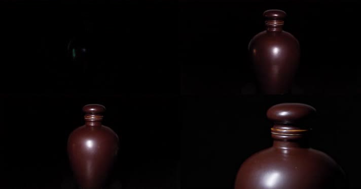 4k升格实拍土陶酒罐酒坛瓶身展示酿酒水花