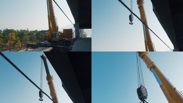重型吊装设备450吨大吊车吊臂挂钩视频