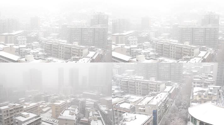 4K城市下大雪实拍