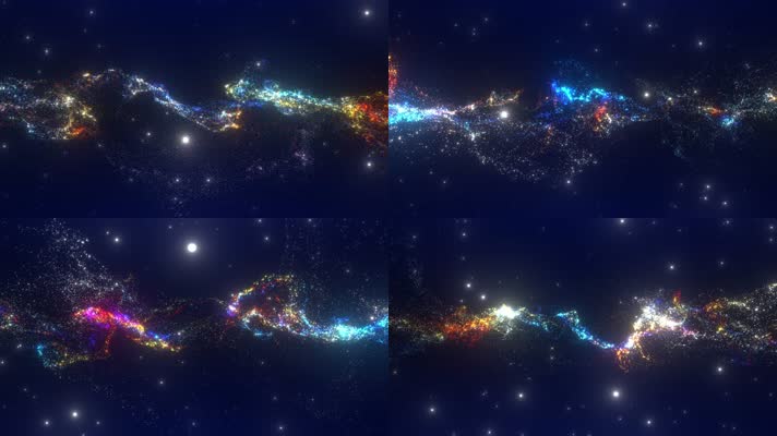 唯美绚丽七彩真三维粒子星空星云