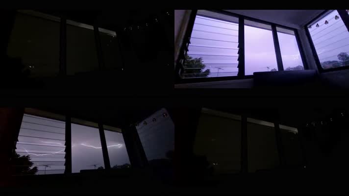 窗外闪电，窗外打雷，恐怖惊吓