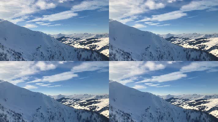 滑雪胜全景图美丽阳光映衬着湛蓝的天空
