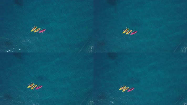 海上划皮艇，4k分辨率的俯视图