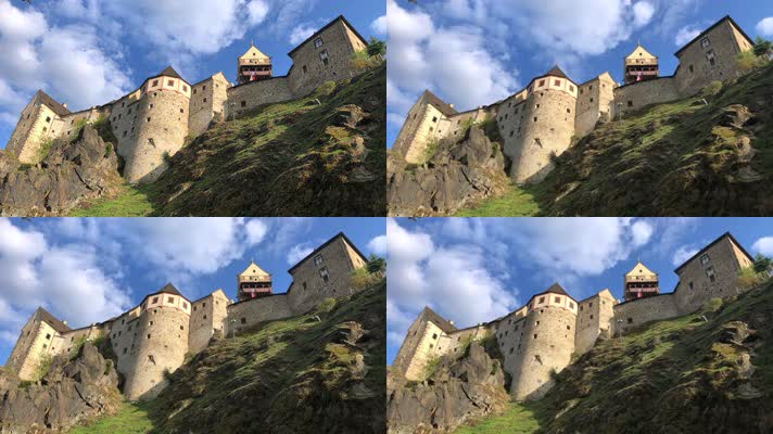 捷克城堡挂盒在4k视野下的一天在4k