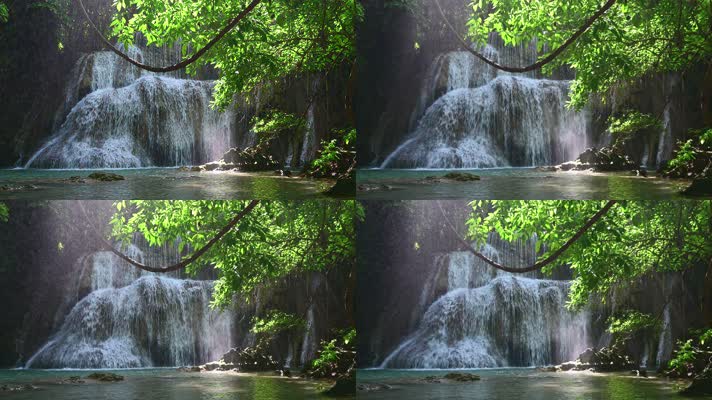 泰国北碧省怀美卡敏瀑布自然公园热带雨林溪