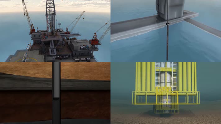 海上油井，深海钻探原理动画