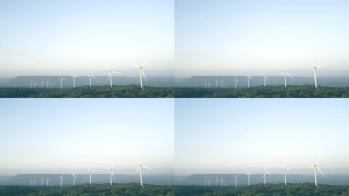 风力涡轮机山旋转发电