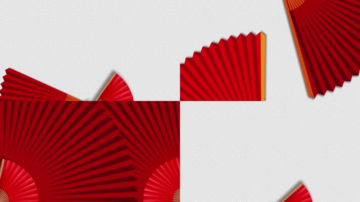6组中国红喜庆扇子视频转场