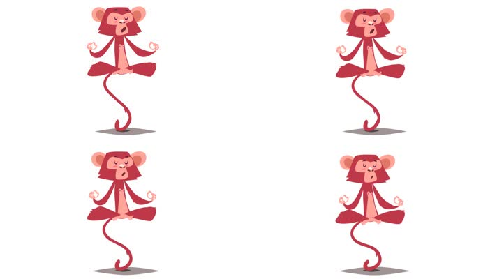 4K卡通瑜伽小猴alpha通道