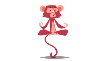 4K卡通瑜伽小猴alpha通道