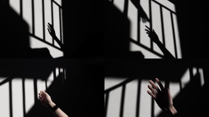 手的光影影子，抽象光影4k视频素材