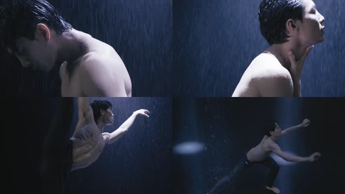 雨中跳舞，雨中舞蹈，亚洲男人跳舞