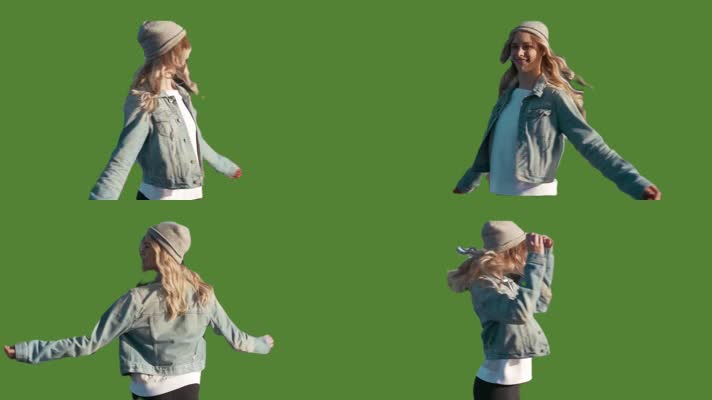 4k时尚女生跳舞背影绿幕透明通道抠像视频素