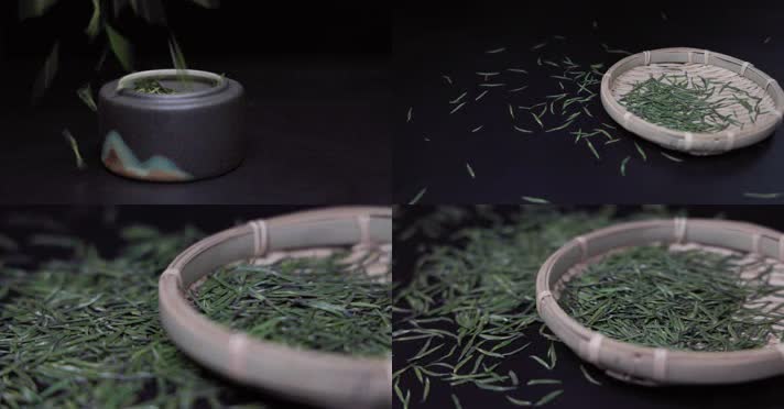 绿茶茶叶飘散茶罐展示合集超清唯美 4K原创