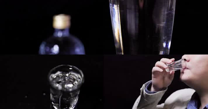 4k升格实拍玻璃酒瓶身展示酿酒倒酒碰碗花