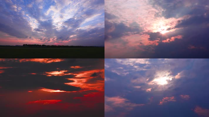 实拍黄昏日落延时，夕阳西下