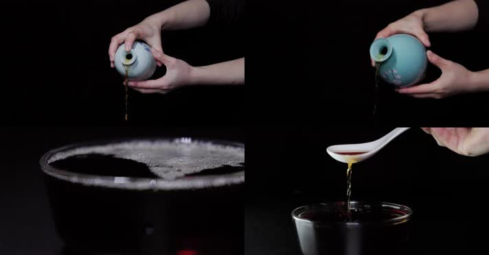 酒瓶酒罐黄酒开坛碰碗水花高速合集4k升格